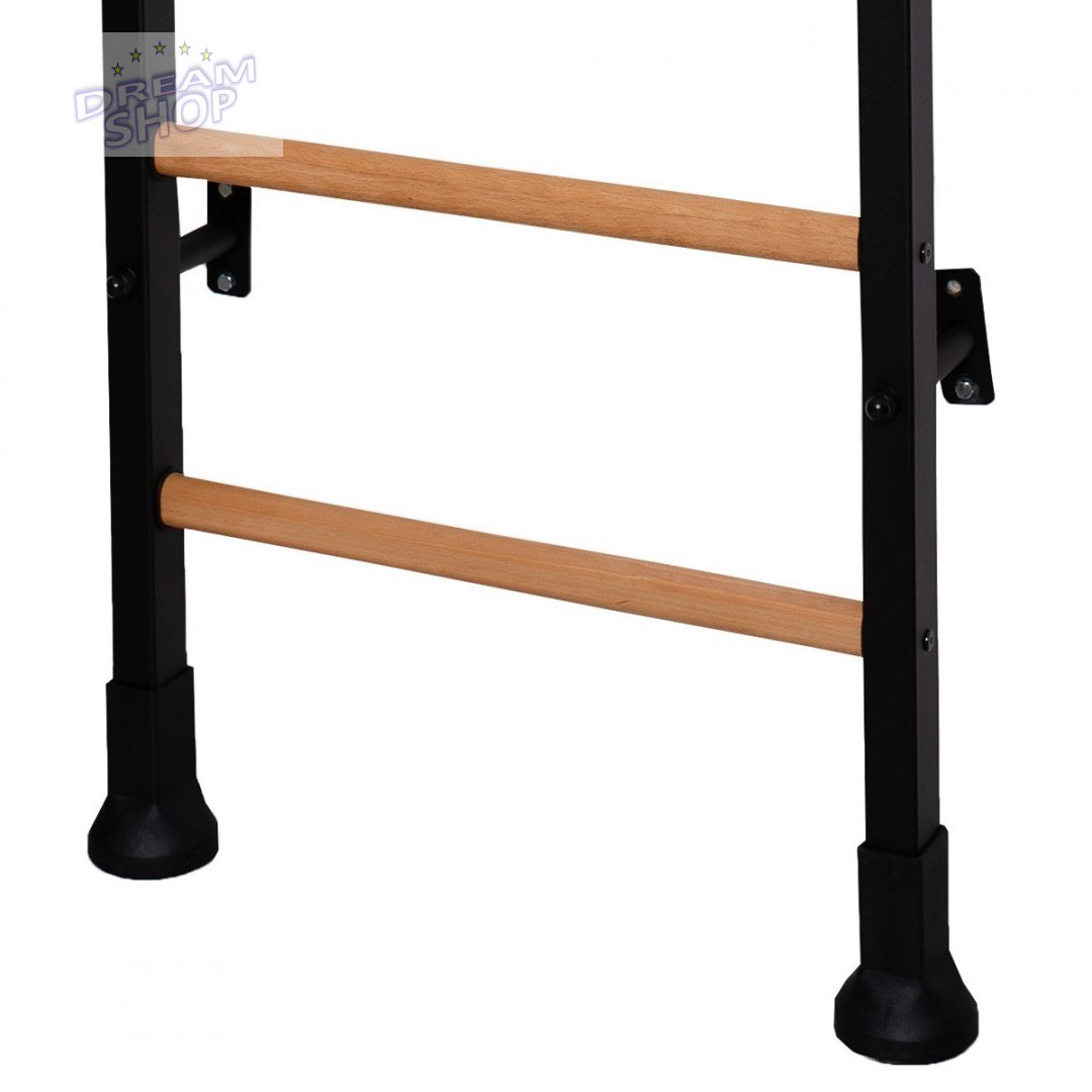 Rozporowa drabinka gimnastyczna drewniano metalowa z metalowym drążkiem w kolorze dębu BenchK 511 Rozporowa drabinka gimnastyczna drewniano metalowa z metalowym drążkiem w kolorze dębu BenchK 511