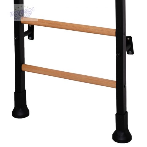 Rozporowa drabinka gimnastyczna drewniano metalowa z metalowym drążkiem w kolorze dębu BenchK 511 Rozporowa drabinka gimnastyczna drewniano metalowa z metalowym drążkiem w kolorze dębu BenchK 511
