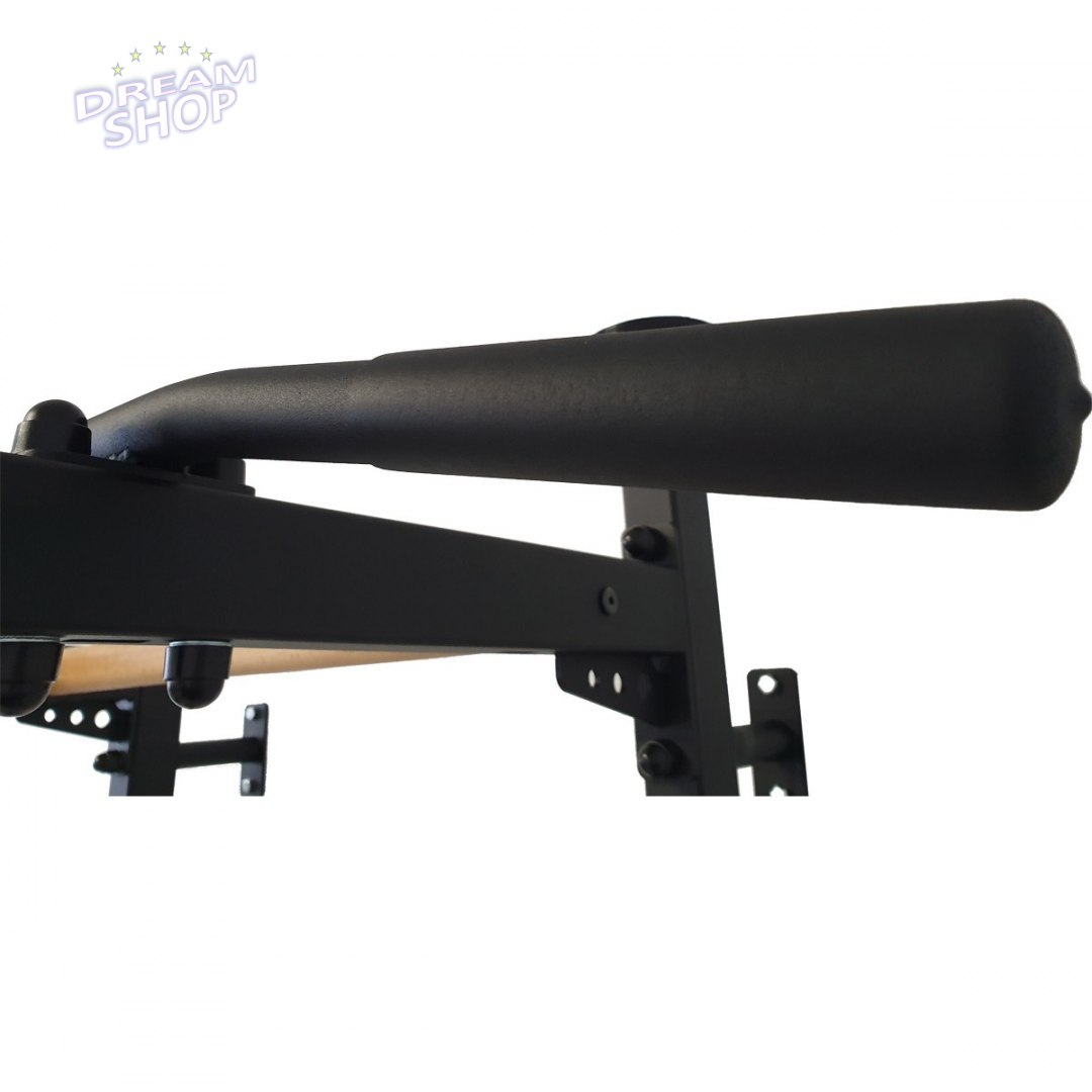 Rozporowa drabinka gimnastyczna drewniano metalowa z metalowym drążkiem w kolorze dębu BenchK 511 Rozporowa drabinka gimnastyczna drewniano metalowa z metalowym drążkiem w kolorze dębu BenchK 511