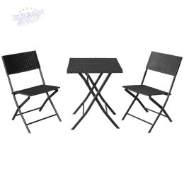 Zestaw mebli balkonowych stolik i 2 krzesła czarny