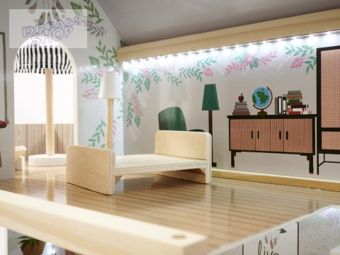 Domek dla lalek drewniany apartament Ikonka boho