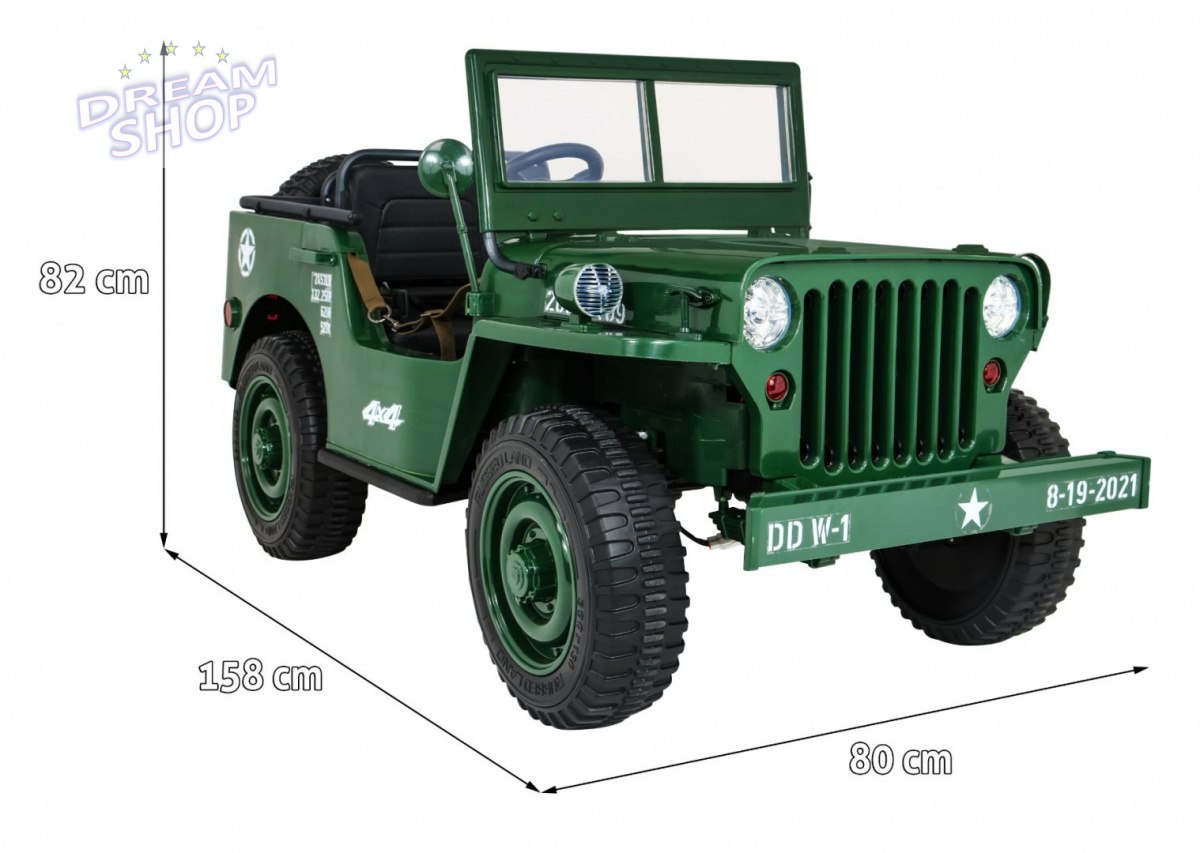 Pojazd Retro Wojskowy 24V 4x90W 4x4 Zielony