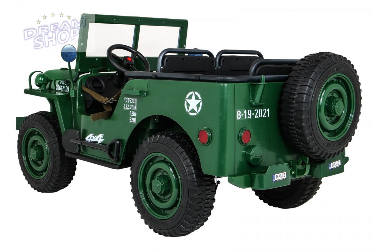 Pojazd Retro Wojskowy 24V 4x90W 4x4 Zielony Pojazd Retro Wojskowy 24V 4x90W 4x4 Zielony