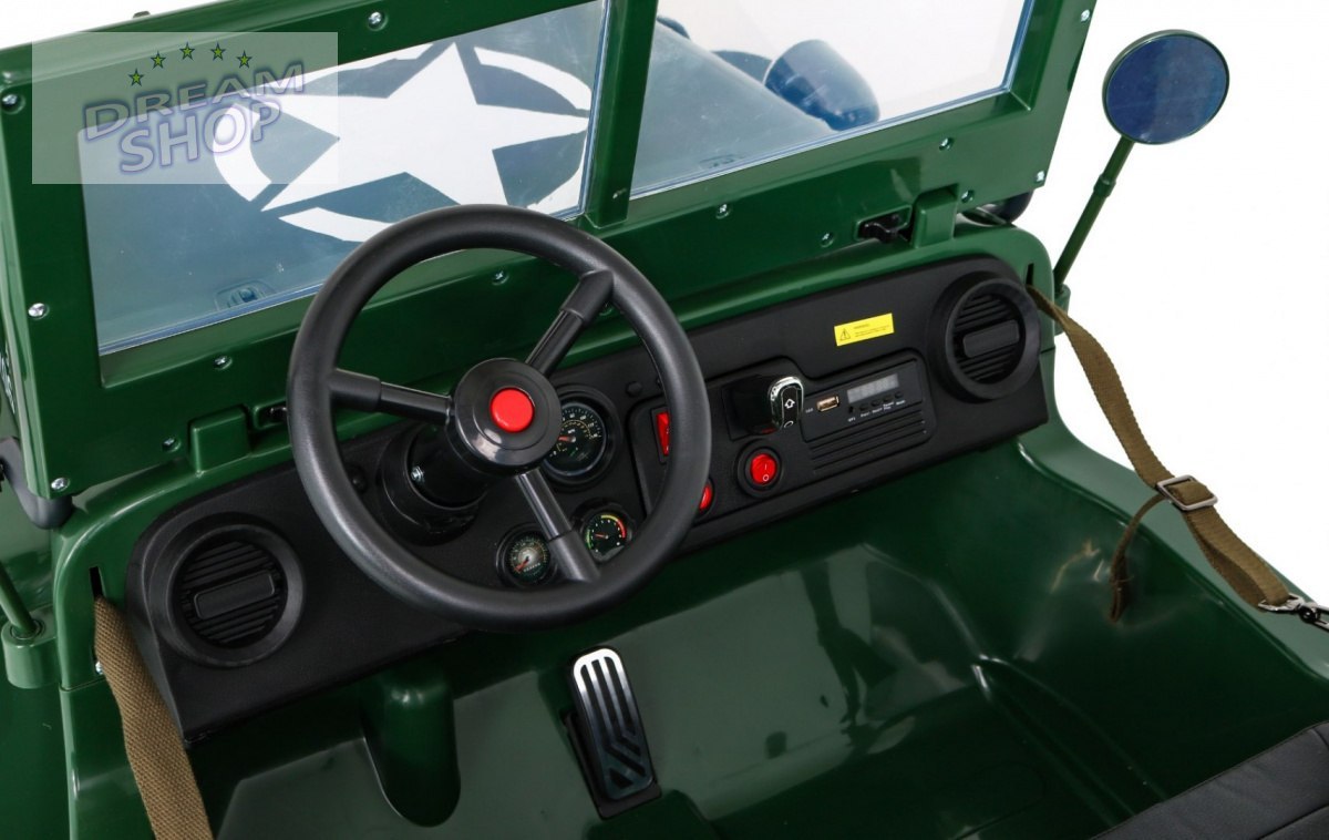 Pojazd Retro Wojskowy 24V 4x90W 4x4 Zielony Pojazd Retro Wojskowy 24V 4x90W 4x4 Zielony