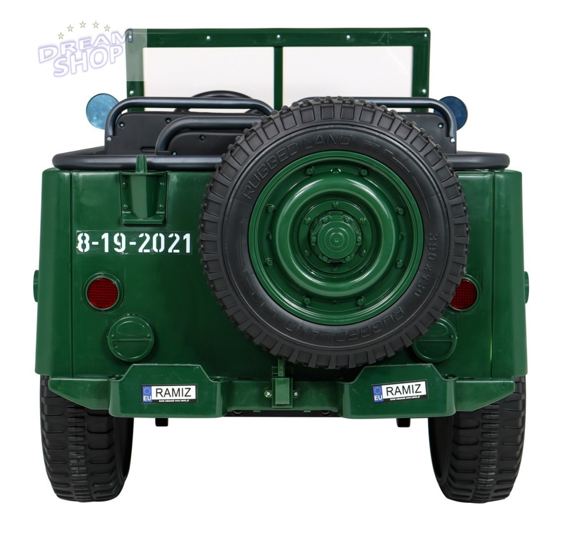 Pojazd Retro Wojskowy 24V 4x90W 4x4 Zielony Pojazd Retro Wojskowy 24V 4x90W 4x4 Zielony