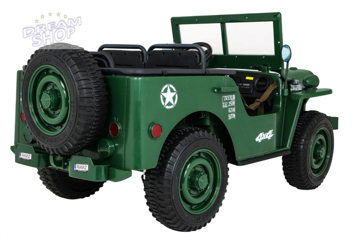 Pojazd Retro Wojskowy 24V 4x90W 4x4 Zielony Pojazd Retro Wojskowy 24V 4x90W 4x4 Zielony