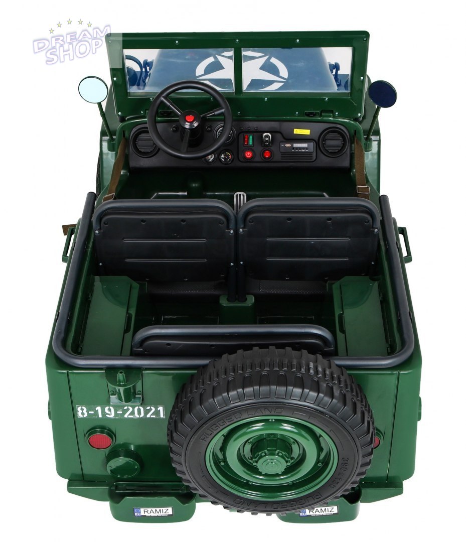 Pojazd Retro Wojskowy 24V 4x90W 4x4 Zielony Pojazd Retro Wojskowy 24V 4x90W 4x4 Zielony