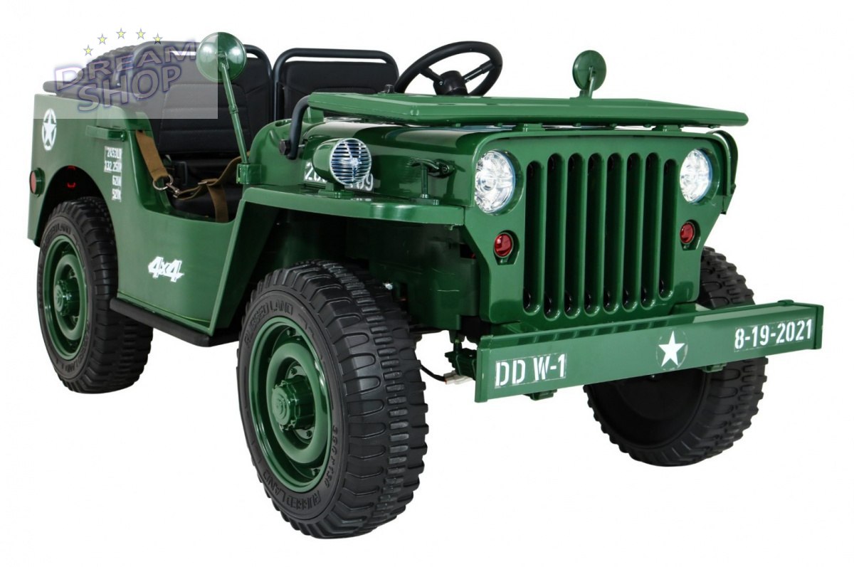 Pojazd Retro Wojskowy 24V 4x90W 4x4 Zielony Pojazd Retro Wojskowy 24V 4x90W 4x4 Zielony