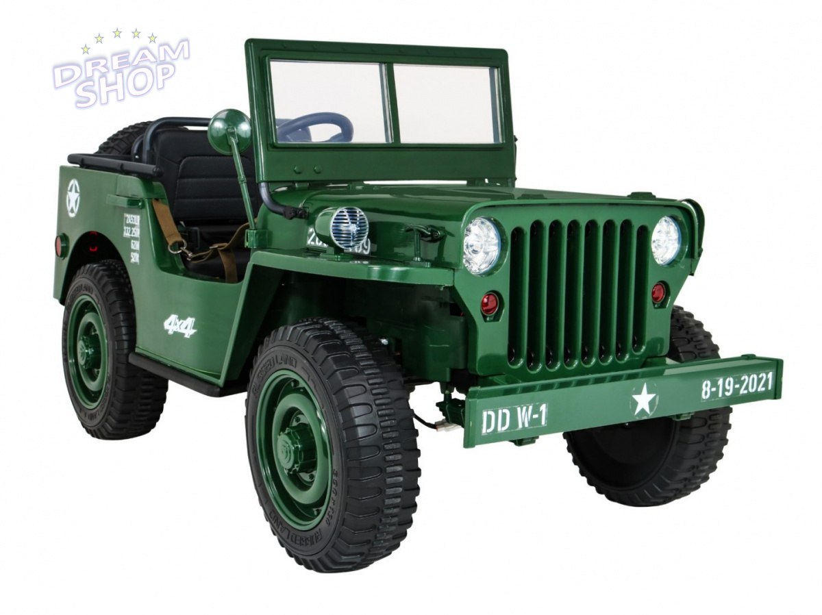 Pojazd Retro Wojskowy 24V 4x90W 4x4 Zielony Pojazd Retro Wojskowy 24V 4x90W 4x4 Zielony