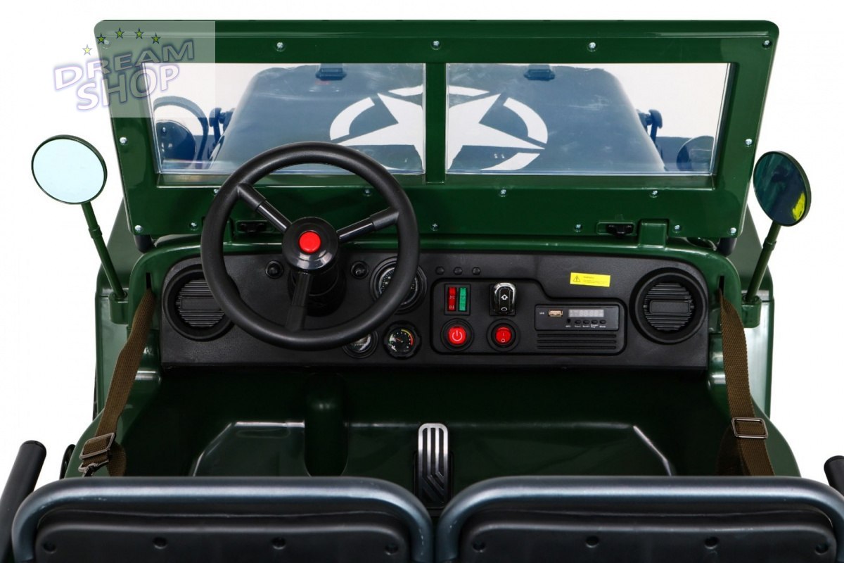 Pojazd Retro Wojskowy 24V 4x90W 4x4 Zielony Pojazd Retro Wojskowy 24V 4x90W 4x4 Zielony