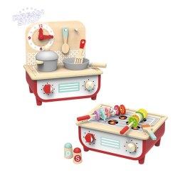 TOOKY TOY Drewniana Kuchnia z Grillem dla Dzieci 2 w 1 + Akcesoria Kuchenne