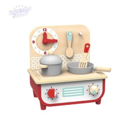 TOOKY TOY Drewniana Kuchnia z Grillem dla Dzieci 2 w 1 + Akcesoria Kuchenne
