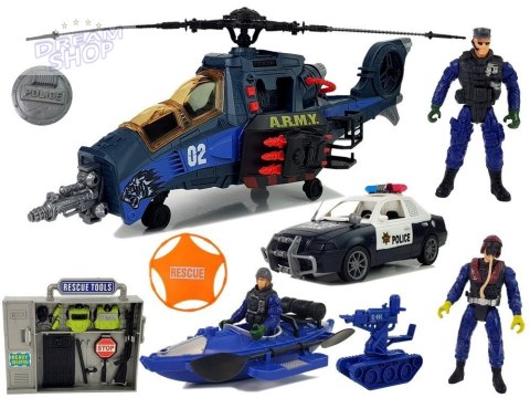 Zestaw Policyjny Helikopter Auto Policja Łódź Dźwięk Broń Zestaw Policyjny Helikopter Auto Policja Łódź Dźwięk Broń