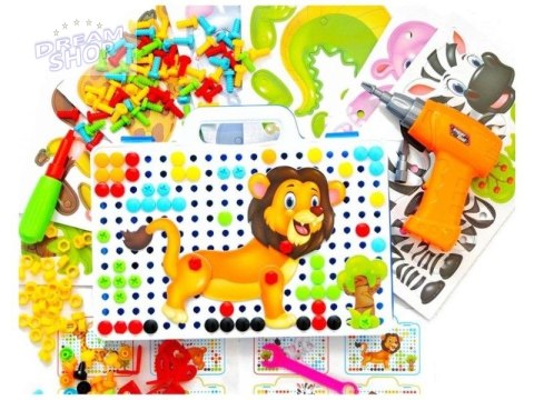 Kreatywna Mozaika ZOO W Walizce 198 el. Układanka 3D, Klocki, Wkrętarka Zestaw Konstrukcyjny Kreatywna Mozaika ZOO W Walizce 198 el. Układanka 3D, Klocki, Wkrętarka Zestaw Konstrukcyjny
