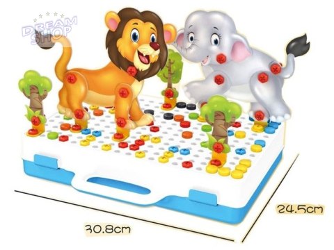 Kreatywna Mozaika ZOO W Walizce 198 el. Układanka 3D, Klocki, Wkrętarka Zestaw Konstrukcyjny Kreatywna Mozaika ZOO W Walizce 198 el. Układanka 3D, Klocki, Wkrętarka Zestaw Konstrukcyjny