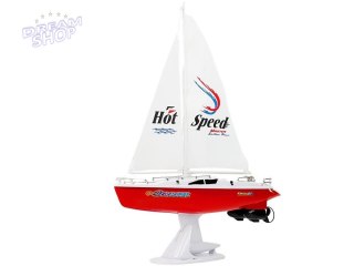 Łódź Żaglówka Zdalnie Sterowana 50 cm Pilot Ster 27 Mhz 15 km/h Czerwona