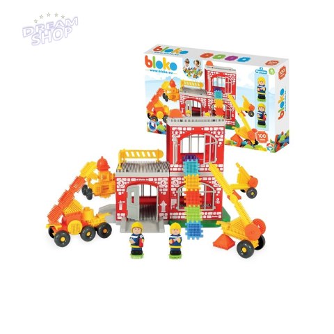 MOCHTOYS Klocki Jeżyki Pin Bricks STRAŻ POŻARNA w Kartonie 100 el. + 2 Figurki