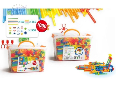 Słomki Konstrukcyjne, Klocki , Patyczki 1000 El, Kuferek, 3D Nowa Wersja Słomki Konstrukcyjne, Klocki , Patyczki 1000 El, Kuferek, 3D Nowa Wersja