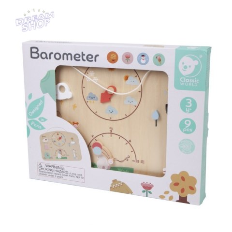 CLASSIC WORLD Tablica Edukacyjna Barometr Nauka dla Dzieci Pogoda Wiatr Temperatura 9 el.