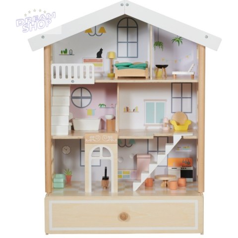 Classic World Duży Drewniany Domek dla Lalek 2 Figurki NATURALNE DREWNO 28 el. Classic World Duży Drewniany Domek dla Lalek 2 Figurki NATURALNE DREWNO 28 el.