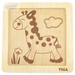 VIGA Poręczne Drewniane Puzzle Żyrafa