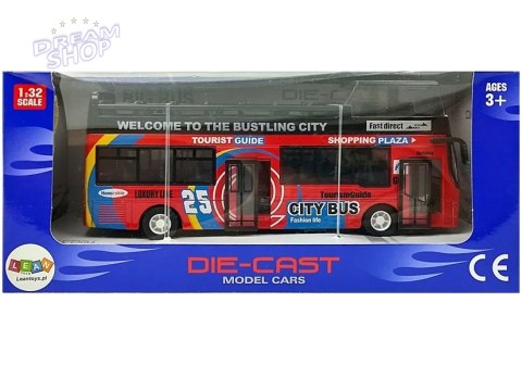Autobus Piętrowy z Dźwiękiem 1:32 Otwierane Drzwi Czerwony Autobus Piętrowy z Dźwiękiem 1:32 Otwierane Drzwi Czerwony