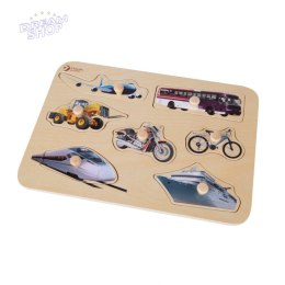CLASSIC WORLD Drewniana Układanka dla Dzieci Pojazdy Transport Dopasuj Kształty 9 el.