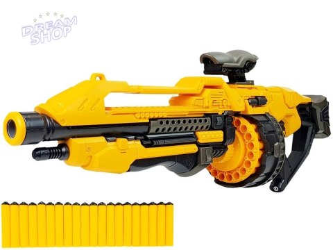 Pistolet Na Baterie Piankowe Naboje 82 cm Obrotowy Magazynek Żółty Pistolet Na Baterie Piankowe Naboje 82 cm Obrotowy Magazynek Żółty