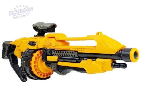 Pistolet Na Baterie Piankowe Naboje 82 cm Obrotowy Magazynek Żółty Pistolet Na Baterie Piankowe Naboje 82 cm Obrotowy Magazynek Żółty
