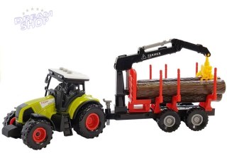 Traktor z Przyczepą leśną z Drewnem i Ramieniem