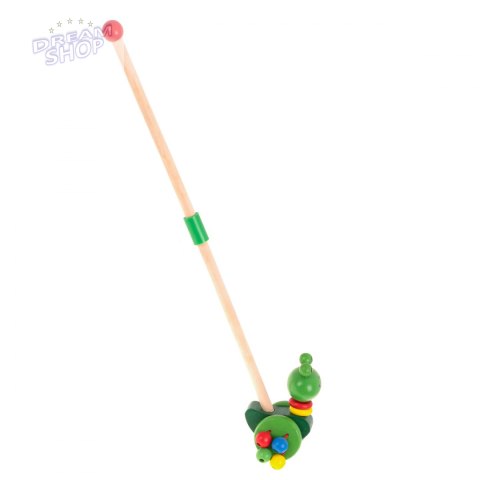 Pchacz na kiju żabka spacerowa drewniana Pchacz na kiju żabka spacerowa drewniana