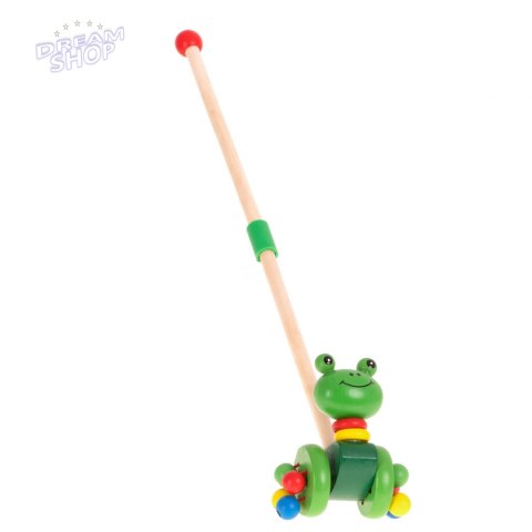 Pchacz na kiju żabka spacerowa drewniana Pchacz na kiju żabka spacerowa drewniana
