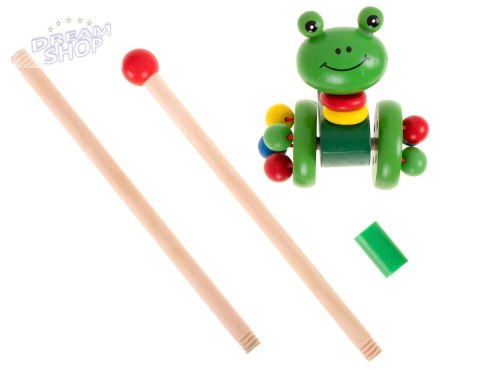 Pchacz na kiju żabka spacerowa drewniana Pchacz na kiju żabka spacerowa drewniana
