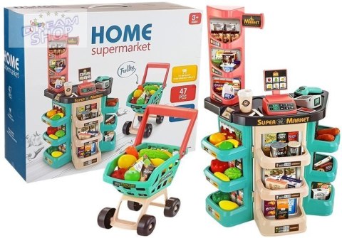 Zestaw Supermarket Koszyk Sklepowy Waga Czytnik Kart Skaner Zestaw Supermarket Koszyk Sklepowy Waga Czytnik Kart Skaner