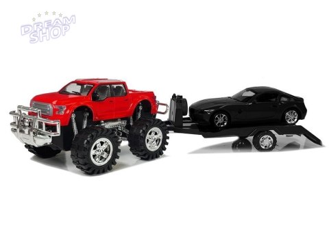 Zestaw Pojazdów Monster Truck Czerwony Laweta 58 cm Zestaw Pojazdów Monster Truck Czerwony Laweta 58 cm