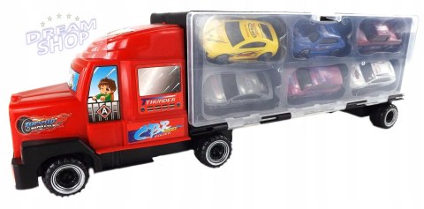 CIĘŻARÓWKA Z AUTAMI METALOWE AUTA TIR LAWETA 997C CIĘŻARÓWKA Z AUTAMI METALOWE AUTA TIR LAWETA 997C