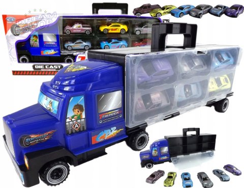 CIĘŻARÓWKA Z AUTAMI METALOWE AUTA TIR LAWETA 997C CIĘŻARÓWKA Z AUTAMI METALOWE AUTA TIR LAWETA 997C