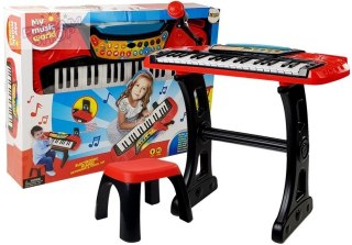 Keyboard ze Statywem Krzesełkiem 37 Klawiszy Czerwony