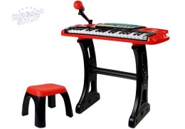 Keyboard ze Statywem Krzesełkiem 37 Klawiszy Czerwony