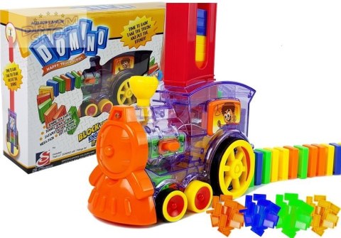 Lokomotywa LED Układa Domino Pociąg Klocki Układanka na Baterie