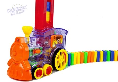 Lokomotywa LED Układa Domino Pociąg Klocki Układanka na Baterie
