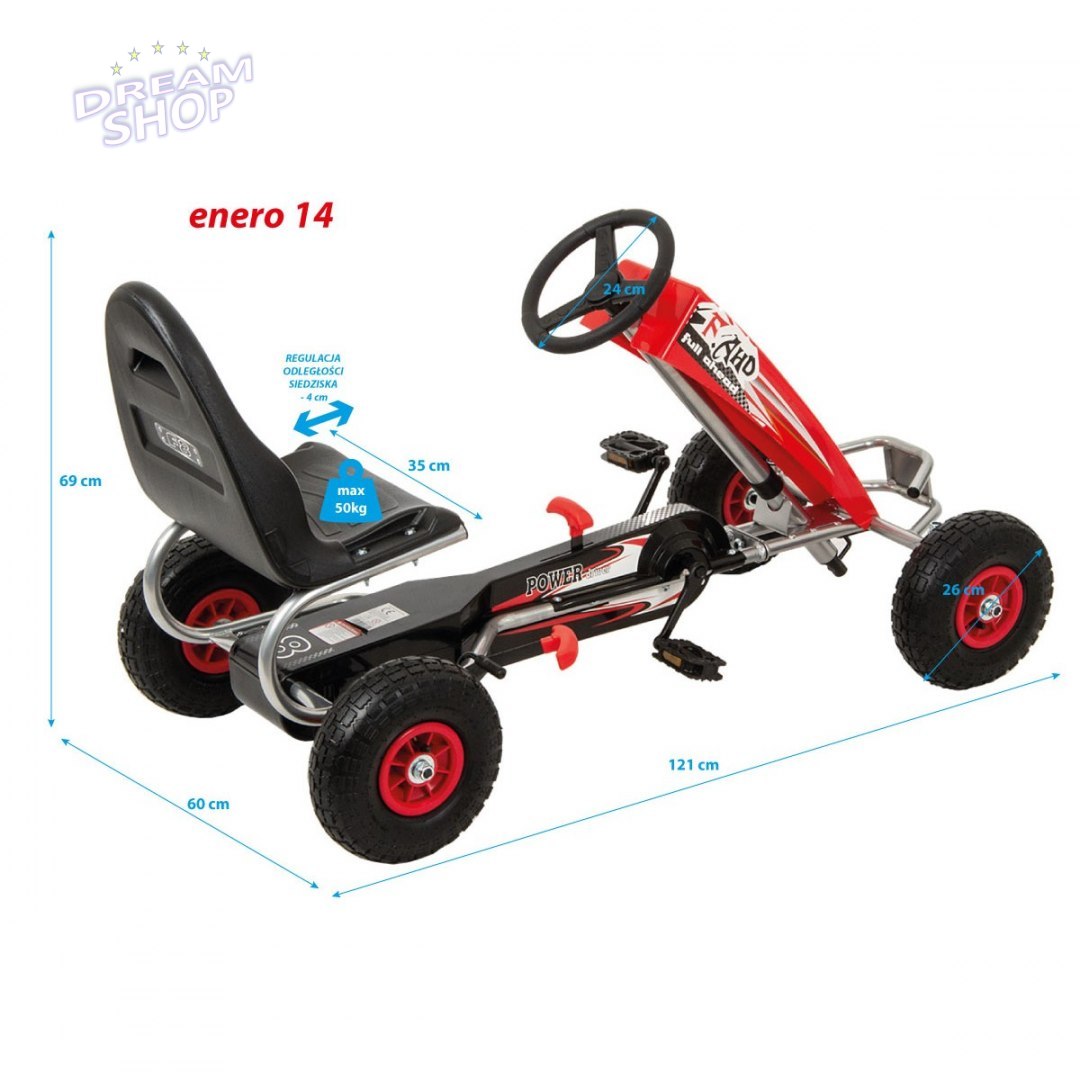 Gokart sportowy Enero 14 czerwony Gokart sportowy Enero 14 czerwony