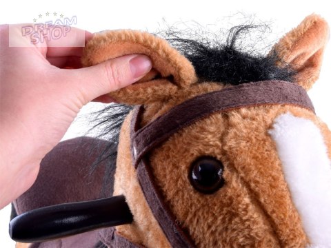 Duży konik Beżowy Koń na biegunach rży + ruchomy ogon i pysk ZA0052 Duży konik Beżowy Koń na biegunach rży + ruchomy ogon i pysk ZA0052