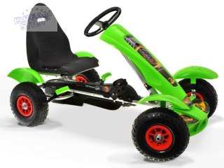 Zielony sportowy GOKART na pedały dla dzieci do 50kg Pompowane koła SP0209