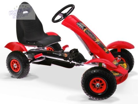Zielony sportowy GOKART na pedały dla dzieci do 50kg Pompowane koła SP0209 Zielony sportowy GOKART na pedały dla dzieci do 50kg Pompowane koła SP0209