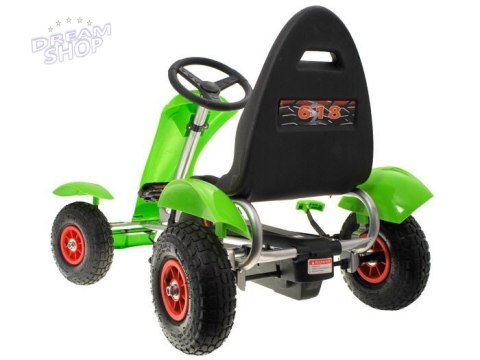 Zielony sportowy GOKART na pedały dla dzieci do 50kg Pompowane koła SP0209 Zielony sportowy GOKART na pedały dla dzieci do 50kg Pompowane koła SP0209