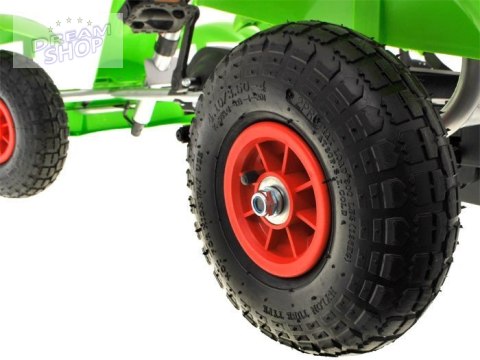 Zielony sportowy GOKART na pedały dla dzieci do 50kg Pompowane koła SP0209 Zielony sportowy GOKART na pedały dla dzieci do 50kg Pompowane koła SP0209