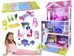 DUŻY Drewniany domek dla LALEK BARBIE meble ZA2122