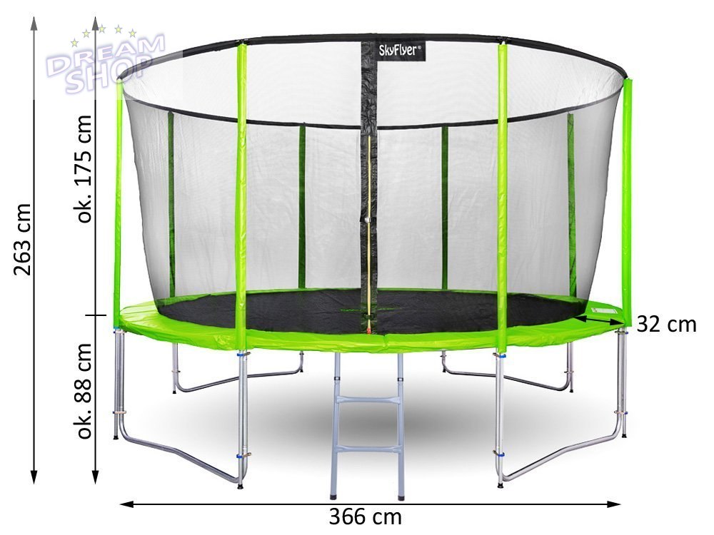 Trampolina ogrodowa SKYFLYER RING 2w1 366cm 12FT Trampolina ogrodowa SKYFLYER RING 2w1 366cm 12FT
