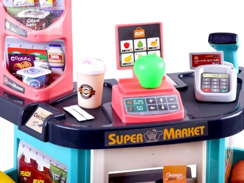Sklep Supermarket + wózek na zakupy duży zestaw KASA ZA3174